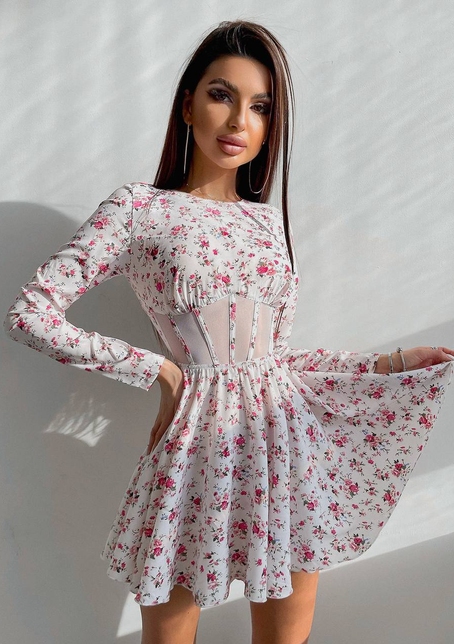 Приталена сукня з корсетною вставкою та спідницею-сонцем | PUSHKA SHOP