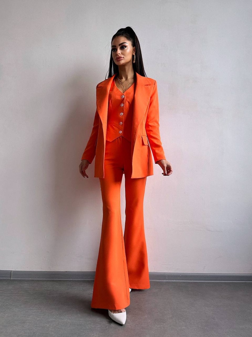 Костюм: піджак на підкладці, штани кльош+ жилет  Костюм: піджак на підкладці, штани кльош+ жилет  | PUSHKA SHOP