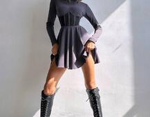 Приталена сукня з корсетною вставкою та спідницею-сонцем | PUSHKA SHOP