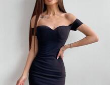 Трикотажное платье мини с чашечками с эффектом push up | PUSHKA SHOP