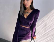 Оксамитовий комплект, декорований бахромою зі страз Оксамитовий комплект, декорований бахромою зі страз | PUSHKA SHOP