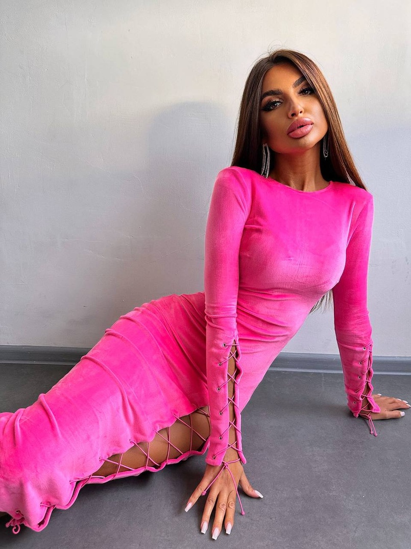 Оксамитова сукня міді зі шнурівкою Оксамитова сукня міді зі шнурівкою | PUSHKA SHOP