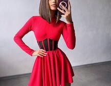 Приталена сукня з корсетною вставкою та спідницею-сонцем | PUSHKA SHOP