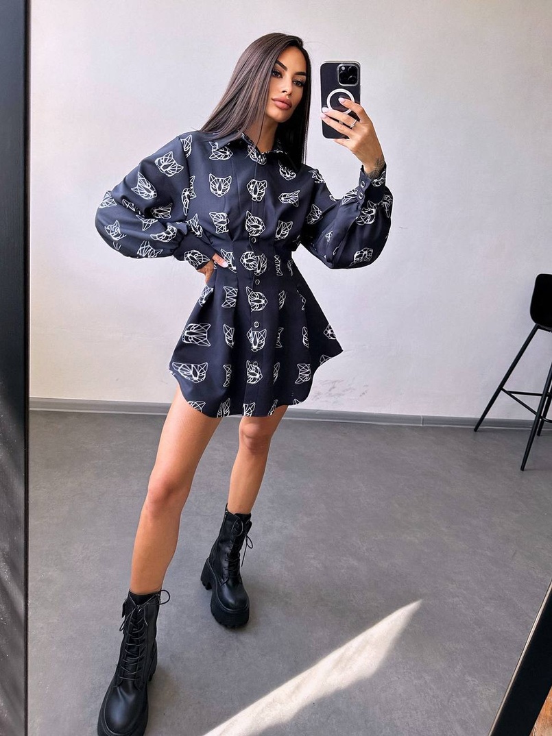 Приталена сорочка з принтом Приталена сорочка з принтом | PUSHKA SHOP