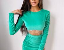 Оксамитовий комплект, декорований бахромою зі страз Оксамитовий комплект, декорований бахромою зі страз | PUSHKA SHOP