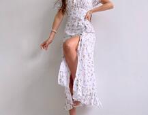 Квіткова сукня з воланами та шнуровкою на ніжці Квіткова сукня з воланами та шнуровкою на ніжці | PUSHKA SHOP