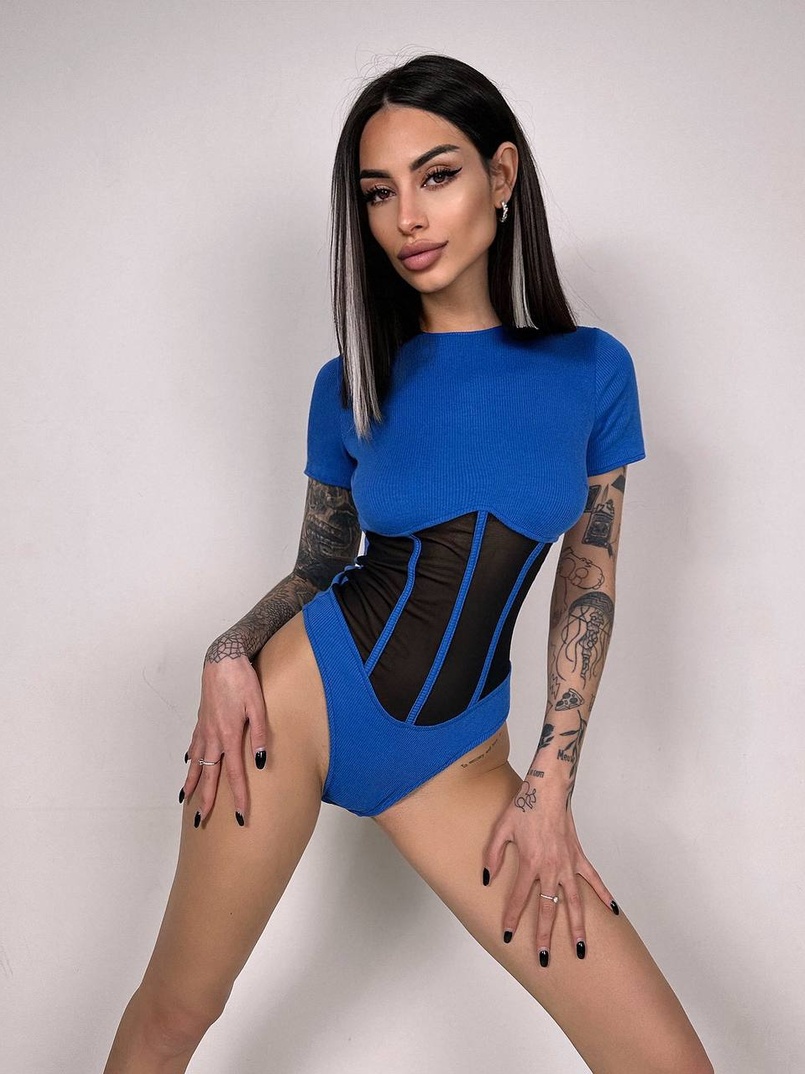 Трикотажне боді з сітчастою вставкою Трикотажне боді з сітчастою вставкою | PUSHKA SHOP
