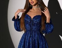 Блискуча сукня з чашечками та пишною спідницею Блискуча сукня з чашечками та пишною спідницею | PUSHKA SHOP