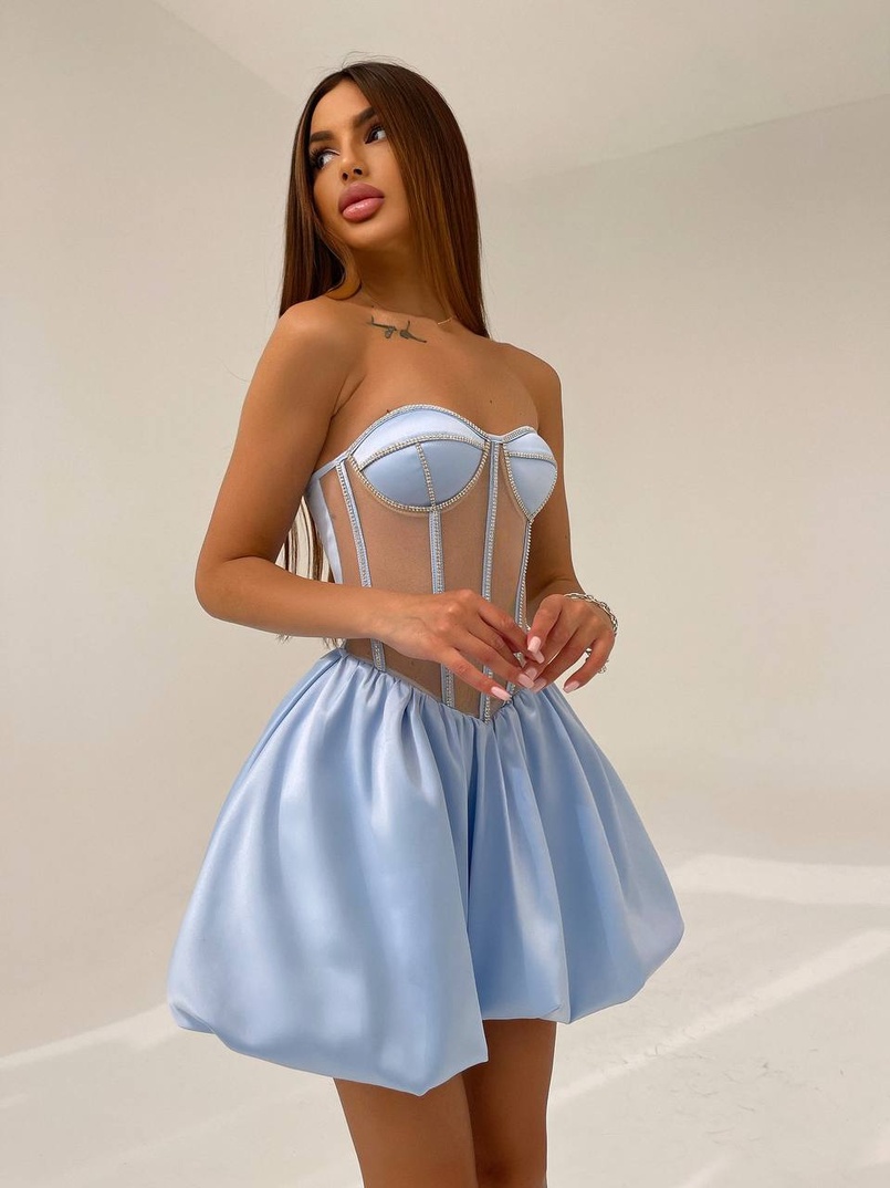 Сукня з чашечками та елементами корсету декорована стразами  Сукня з чашечками та елементами корсету декорована стразами  | PUSHKA SHOP