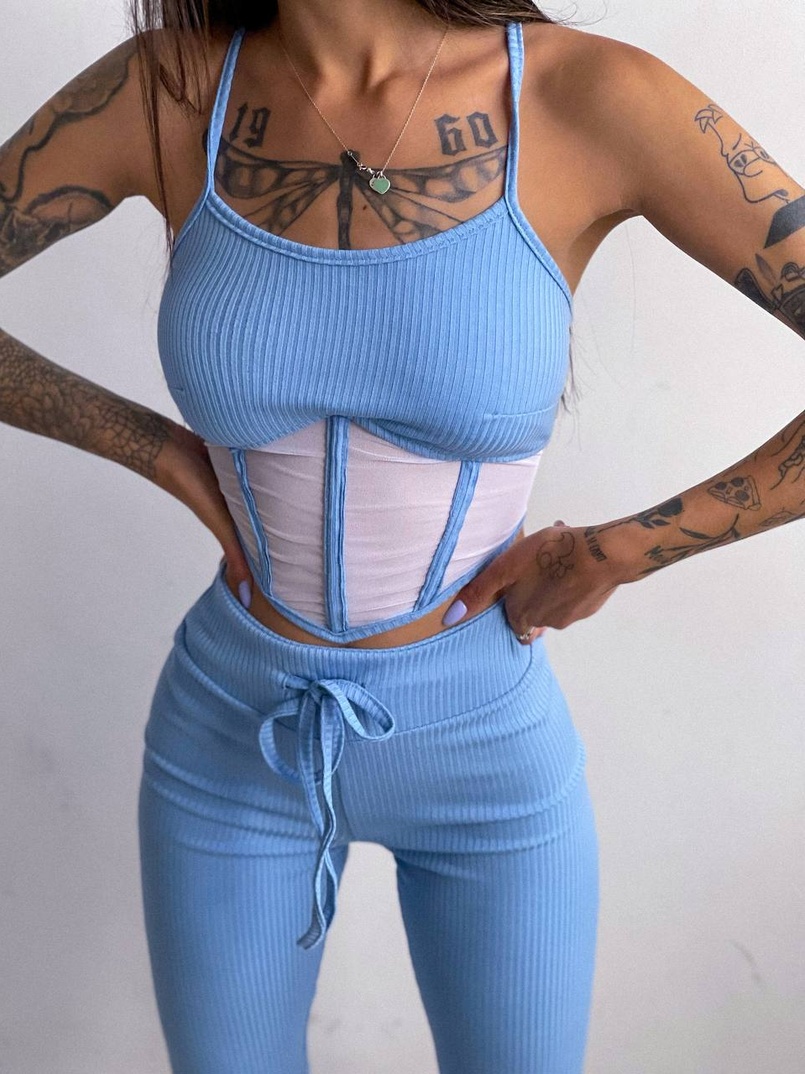 Трикотажный комплект: корсетный топ на косточках + леггинсы | PUSHKA SHOP
