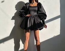 Сукня з обʼємними рукавами та спідницею балоном  Сукня з обʼємними рукавами та спідницею балоном  | PUSHKA SHOP