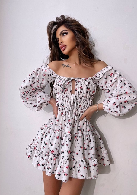 Сукня міні з квітковим принтом  | PUSHKA SHOP