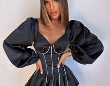 Комплект: сукня з подвійною спідницею + корсет, декорований стразами    Комплект: сукня з подвійною спідницею + корсет, декорований стразами    | PUSHKA SHOP