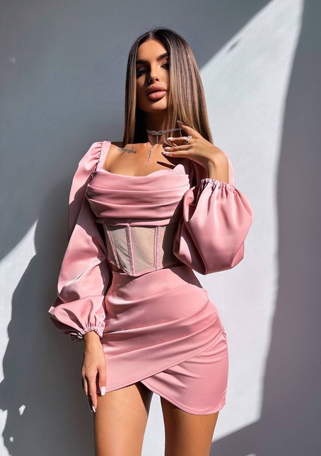 Комплект: корсет, декорований стразами   + спідниця міні з драпіруванням  Комплект: корсет, декорований стразами   + спідниця міні з драпіруванням  | PUSHKA SHOP