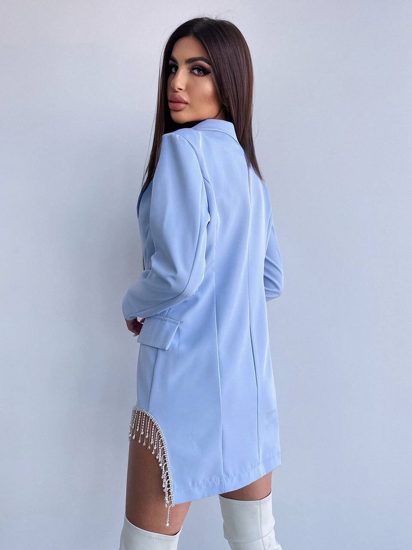 Приталена сукня-піджак, декорована бахромою зі страз Приталена сукня-піджак, декорована бахромою зі страз | PUSHKA SHOP