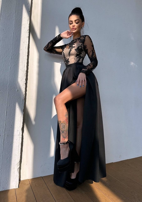 Сукня максі з мереживом  | PUSHKA SHOP