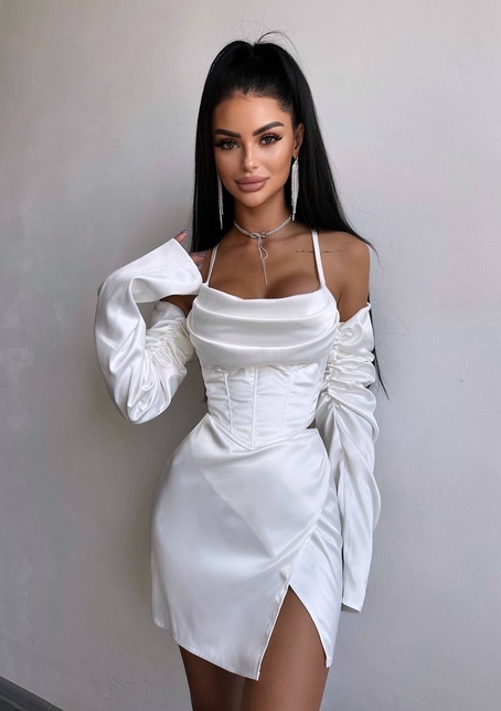 Комплект: корсет з рукавами    + спідниця міні з драпіруванням   Комплект: корсет з рукавами    + спідниця міні з драпіруванням   | PUSHKA SHOP