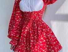 Квіткова сукня,декорована мереживом. Квіткова сукня,декорована мереживом. | PUSHKA SHOP