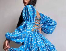 Сукня з квітковим принтом з воланами на ґудзиках  | PUSHKA SHOP