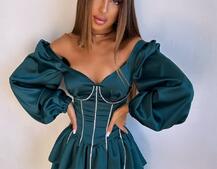 Комплект: сукня з подвійною спідницею + корсет, декорований стразами    Комплект: сукня з подвійною спідницею + корсет, декорований стразами    | PUSHKA SHOP