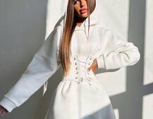 Тепле приталене худі з капюшоном на флісі + корсет на шнурівці Можна носити з корсетом та без | PUSHKA SHOP