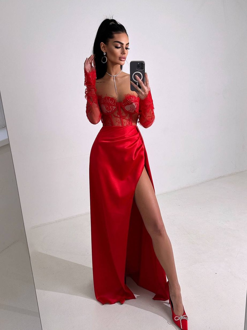 Комплект: мереживний корсет  +  спідниця максі   Комплект: мереживний корсет  +  спідниця максі   | PUSHKA SHOP