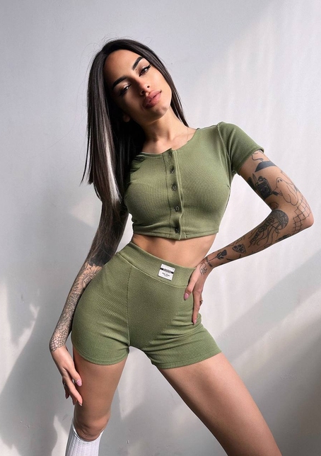 Комплект: топ на ґудзиках + велосипедки | PUSHKA SHOP