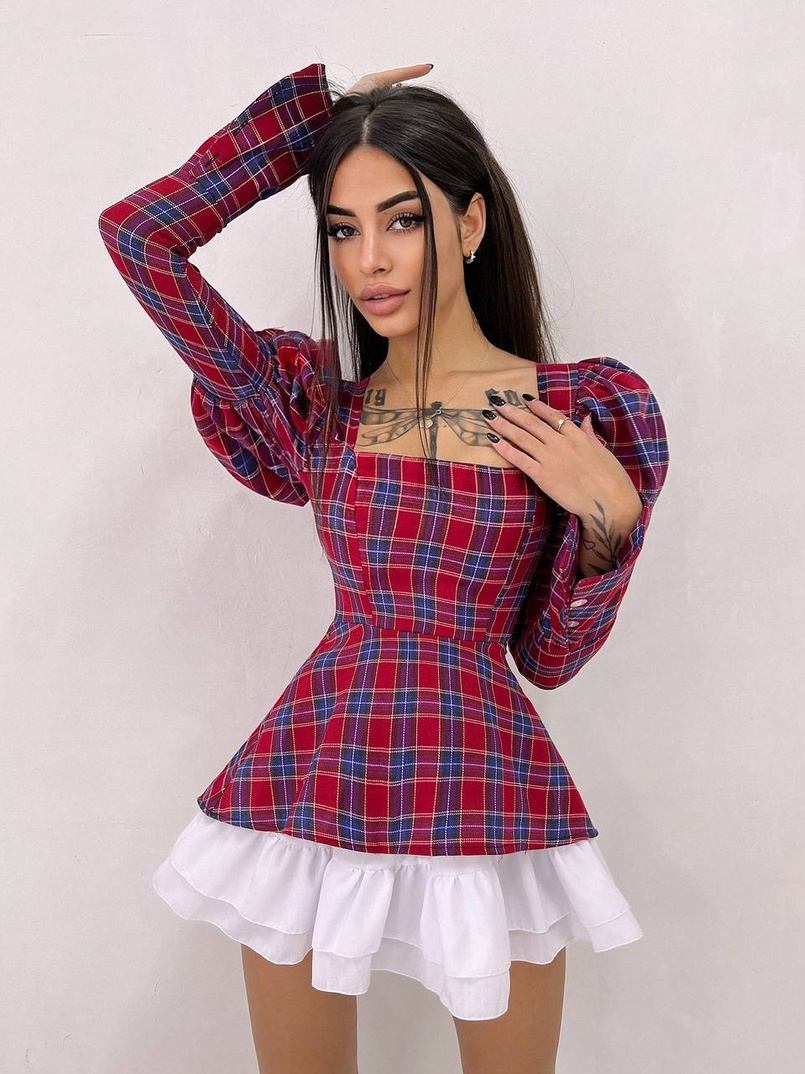 Сукня з об'ємними рукавами + спідниця з воланами Сукня з об'ємними рукавами + спідниця з воланами | PUSHKA SHOP