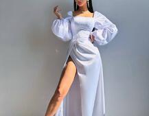 Атласний комплект: корсет + спідниця максі з драпіруванням Атласний комплект: корсет + спідниця максі з драпіруванням | PUSHKA SHOP