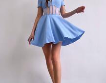 Сукня-міні  з елементами корсету  та спідницею солнцем | PUSHKA SHOP