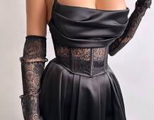 Атласний комплект: корсет + спідниця максі Атласний комплект: корсет + спідниця максі | PUSHKA SHOP