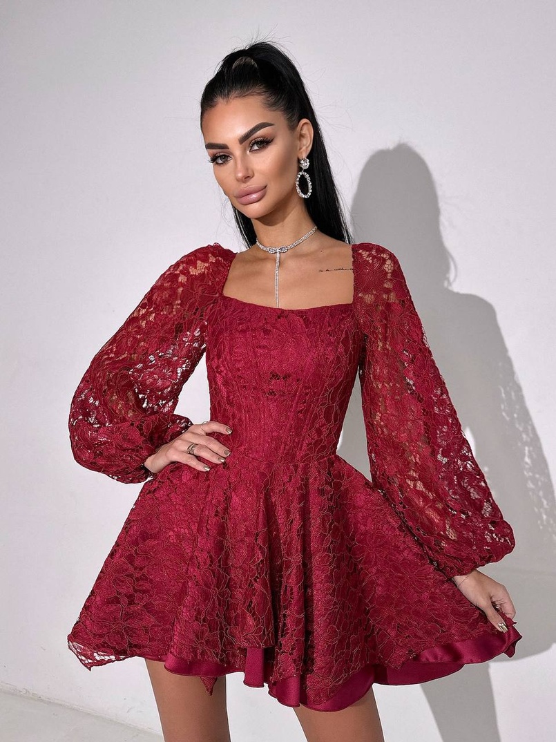 Мереживна сукня з корсетним верхом та пишною подвійною спідницею  Мереживна сукня з корсетним верхом та пишною подвійною спідницею  | PUSHKA SHOP