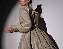 Сукня із пишною подвійною спідницею та драпіруванням Сукня із пишною подвійною спідницею та драпіруванням | PUSHKA SHOP