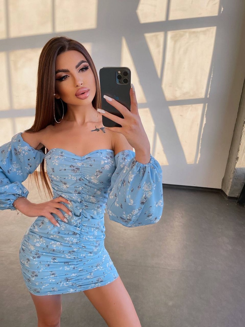 Сукня з квітковим принтом та драпіруванням   Сукня з квітковим принтом та драпіруванням   | PUSHKA SHOP