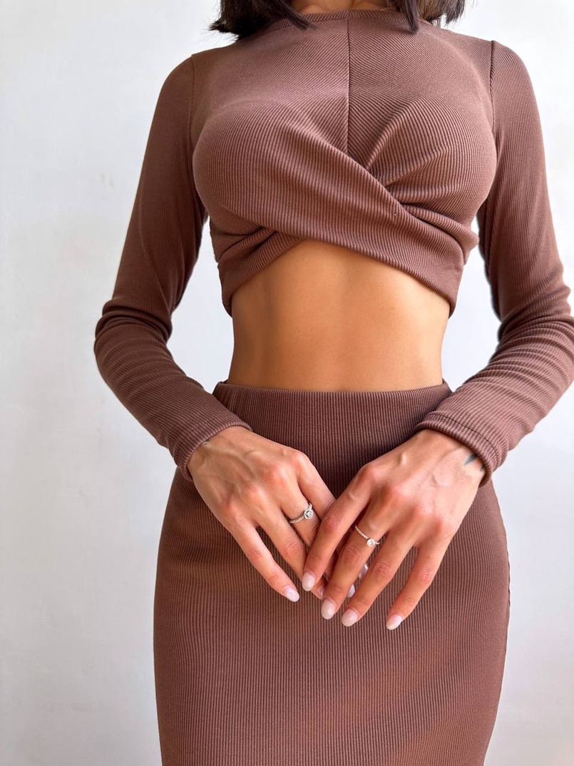 Комплект: топ + спідниця с розрізами  Комплект: топ + спідниця с розрізами  | PUSHKA SHOP