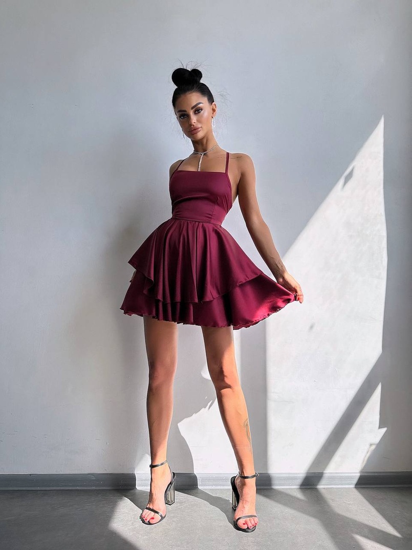 Шовкова сукня  з пишною спідницею та шнурівкою   | PUSHKA SHOP