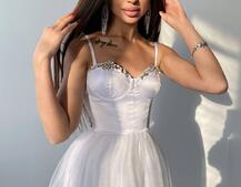 Платье-бюстье с чашечками и пышной юбкой , декорированное стразами  Платье-бюстье с чашечками и пышной юбкой , декорированное стразами  | PUSHKA SHOP