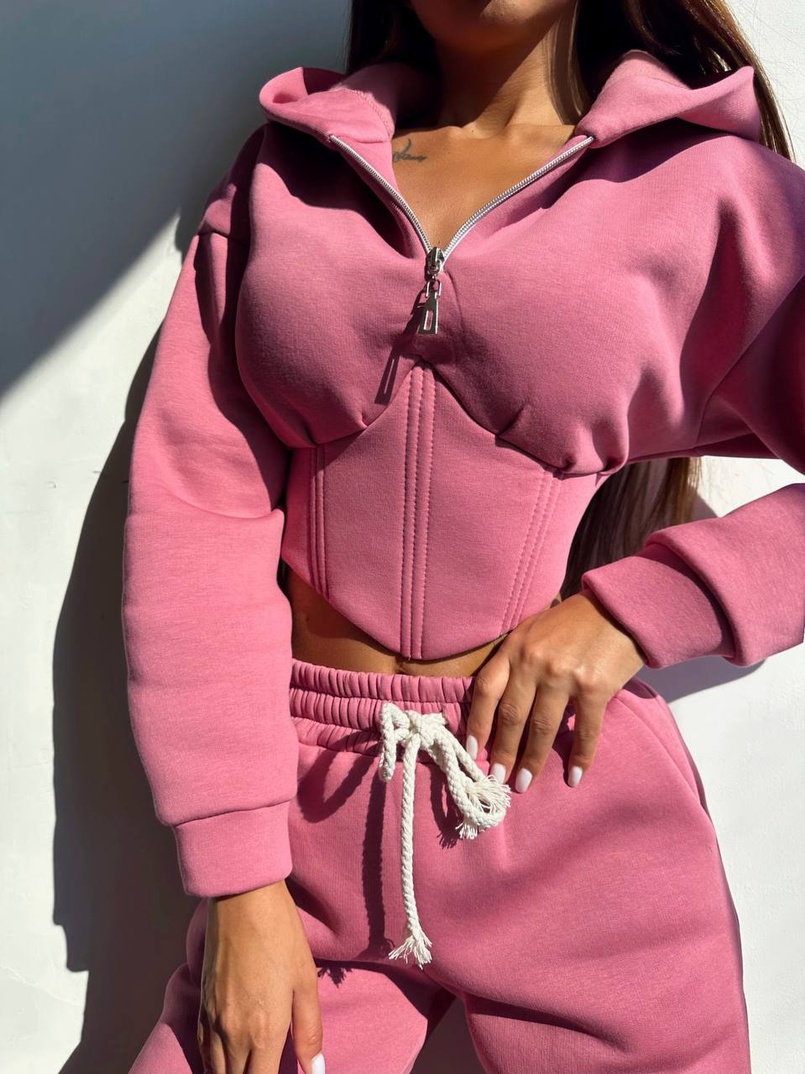 Комплект на флісі : худі з елементами корсету + штани  | PUSHKA SHOP