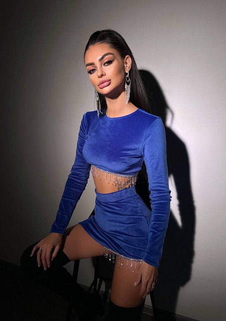 Оксамитовий комплект, декорований бахромою зі страз | PUSHKA SHOP