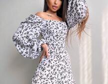 Квіткова сукня-міді зі шнурівкою на спинці та розрізом на ніжці Квіткова сукня-міді зі шнурівкою на спинці та розрізом на ніжці | PUSHKA SHOP