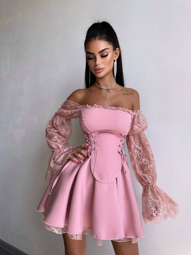 Сукня з корсетом декорована мереживом  Сукня з корсетом декорована мереживом  | PUSHKA SHOP