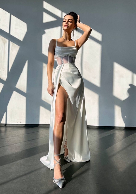 Комплект: корсет, декорований стразами + спідниця максі з драпіруванням  | PUSHKA SHOP