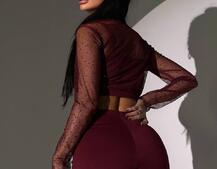 Комплект: топ + штани із сіткою зі стразами  Комплект: топ + штани із сіткою зі стразами  | PUSHKA SHOP