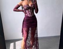 Корсетна сукня максі з рукавичками  | PUSHKA SHOP