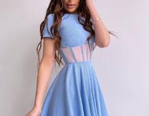 Сукня-міні  з елементами корсету  та спідницею солнцем | PUSHKA SHOP