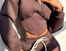 Комплект на флісі : худі з елементами корсету + штани  Комплект на флісі : худі з елементами корсету + штани  | PUSHKA SHOP