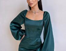 Атласний  комплект: корсет + спідниця з драпіруванням | PUSHKA SHOP