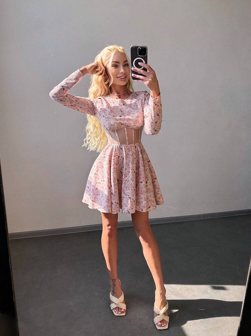 Корсетна сукня з пишною спідницею в квітковий Принт  Корсетна сукня з пишною спідницею в квітковий Принт  | PUSHKA SHOP