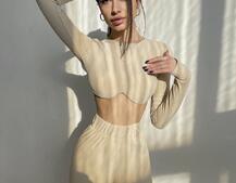 Комплект в весенних расцветках: топ с чашечками + штаны трубы | PUSHKA SHOP