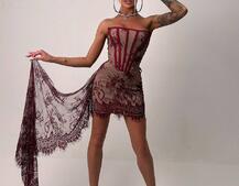 Мереживна сукня міні зі шлейфом   | PUSHKA SHOP